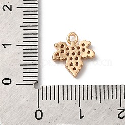 真鍮製マイクロパヴェキュービックジルコニアチャーム  葉形  ニッケルフリー  透明  11.5x10.5x2mm  穴：1.5mm&nbsp;KK-C062-046G-02