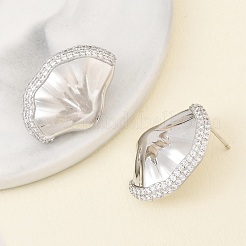 Brass Micro Pave Cubic Zirconia Stud Earrings for Women&nbsp;EJEW-A167-22P