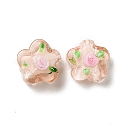 手作りランプワークビーズ  花  砂茶色  14.5~15x15~15.5x6.5~8mm  穴：1~1.2mm&nbsp;LAMP-G149-01D