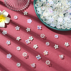 300Pcs 6 Styles ABS Plastic Imitation Pearl & Acrylic Bead Caps&nbsp;OACR-SC0002-35