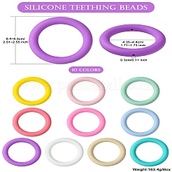 10Pcs 10 Colors Round Ring Food Grade Silicone Focal Beads&nbsp;SIL-CJ0001-32