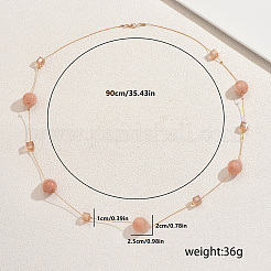 Geometric Acrylic Teardrop Cube & Iron Link Chain Long Necklaces for Women&nbsp;GF3300-2