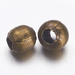 チベットスタイルの真鍮のスペーサービーズ  シームレス  ラウンド  アンティークブロンズ  2.4mm&nbsp;KK-WH0063-09AB