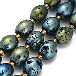 Electroplated Natural Druzy Geode Crystal Beads Strands&nbsp;G-F833-O01-01B
