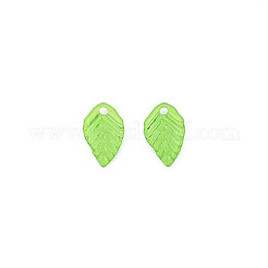 クリアアクリルチャーム  葉  ライムグリーン  13.5x8.5x2mm  穴：1.6mm&nbsp;X-TACR-T012-04