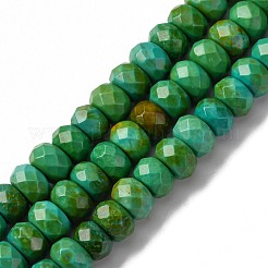 天然マグネサイトビーズ連売り  ロンデル  多面カット  染め＆加熱  6~6.5x3.5~4mm  穴：1mm  約97個/連  14.96インチ（38cm）&nbsp;TURQ-P027-29-4x6mm