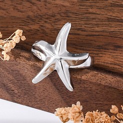 Stafish 304 ステンレススチール オープンカフリング 女性用  ステンレス鋼色  調整可能&nbsp;RJEW-F174-01P