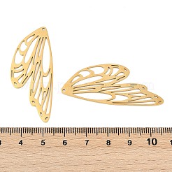 304ステンレスペンダント  レーザー切断  蝶の羽  ゴールドカラー  48.5x20x1mm  穴：1.4mm&nbsp;STAS-WH0033-06G