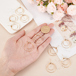 10Pcs Brass Double Ring Dangle Stud Earrings for Women&nbsp;KK-BC0010-49