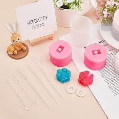 フットプリントDIYストロートッパーシリコンモールド装飾キット  プラスチック製トランスファーピペットと攪拌棒付き  シリコーン計量カップ  ラテックス指サック  ショッキングピンク  58x41mm  穴：9mm  内径：14mm  2pc&nbsp;DIY-FG0001-64