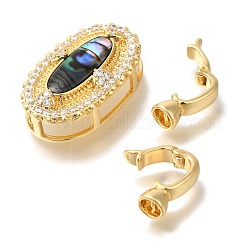 Brass Micro Pave Clear Cubic Zirconia Fold Over Clasps&nbsp;KK-K389-013G