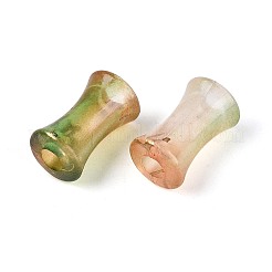 透明なアクリルビーズ  ドローベンチスタイル  竹の共同  グリッターパウダー付き  ライムグリーン  11.5~12x7mm  穴：3mm  約：3571個/ 500 G&nbsp;OACR-T030-19A-04
