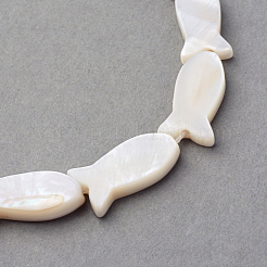 天然石シーシェルビーズ連売り  魚  乳白色  16x8~9x3mm  穴：0.8~0.9mm  約25個/連  14.9インチ&nbsp;X-SSHEL-Q296-39