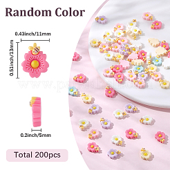 マカロンカラー不透明樹脂デコデンカボション200個  ミックスカラー  蜂と花  ミックスカラー  13x11x5mm&nbsp;CRES-SC0003-27