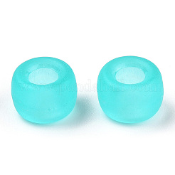 透明プラスチックビーズ  艶消し  バレル  シアン  9x6mm  穴：3.8mm  約1900個/500g&nbsp;KY-T025-01-A04