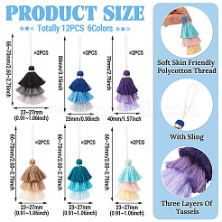 12Pcs 6 Styles Nylon Thread Tassel Big Pendant Decorations&nbsp;FIND-TA0009-18