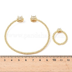 Round Brass Micro Pave Cubic Zirconia Cuff Bangles & Rings Sets for Women&nbsp;SJEW-R002-01G-02