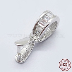 Anti-Tarnish Rhodium Plated 925 Sterling Silver Cubic Zirconia Pendant Bails&nbsp;STER-E054-08P