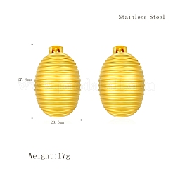 Geometric 304 Stainless Steel Stripe Oval Stud Earrings&nbsp;CQ0547