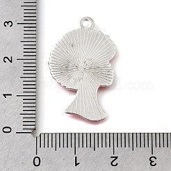 乳がんピンクアウェアネスリボンテーマ合金エナメルペンダント  銀  人間  29x17.5x1.5mm  穴：1.8mm&nbsp;ENAM-C026-01G-S
