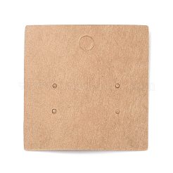 空白のクラフト紙のイヤリング ディスプレイ カード  正方形  バリーウッド  5x5x0.05cm  穴：1.5mm&nbsp;CDIS-G005-06
