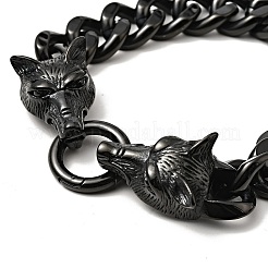 304 Stainless Steel Curb Chain Bracelet with Wolf Clasp for Men Women&nbsp;BJEW-E009-17EB