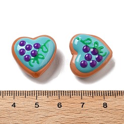 焼き絵の具、ガラス、エナメル、ビーズ  ブルーベリー入りハート  ダークターコイズ  19.5x20.5x10mm  穴：1.2mm&nbsp;LAMP-V001-06F