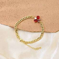 Brass Micro Pave Cubic Zirconia Link Bracelets&nbsp;BJEW-Z082-01G-01
