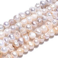 天然養殖淡水パールビーズ連売り  ポテト  貝殻色  3.5~6.5x3~4.5mm  穴：0.5mm  約90~94個/連  13.58インチ〜13.98インチ（34.5cm〜35.5cm）&nbsp;PEAR-N013-03E