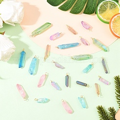 24Pcs 8 Styles Electroplated Natural Quartz Crystal Pendants&nbsp;PALLOY-YW00122