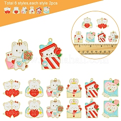 12Pcs 6 Styles Valentine's Day Alloy Enamel Pendants&nbsp;ENAM-FS0002-34