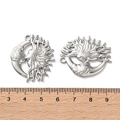 304ステンレスペンダント  月と太陽のキスチャーム  ステンレス鋼色  33x28x3mm  穴：2.5mm&nbsp;STAS-A124-16P