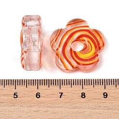 手作りランプワークヨーロピアンビーズ  大穴ビーズ  渦巻き模様の花  ミックスカラー  24x25x7mm  穴：5.5mm&nbsp;LA-CBA1E53-01
