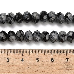 天然石スノーフレークオブシディアンビーズ連売り  多面カット  ロンデル  8x5.5mm  穴：1.2mm  約69個/連  15.16''（38.5センチメートル）&nbsp;G-Z111-A21
