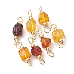 Natural Amber Connector Charms&nbsp;PALLOY-JF05366