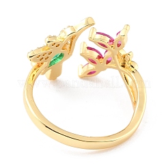 Brass Micro Pave Cubic Zirconia Cuff Rings&nbsp;RJEW-K233-38G