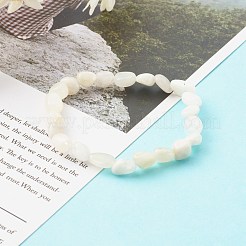 子供のための天然な白いムーンストーン ビーズ ストレッチ ブレスレット  タンブルストーン  ナゲット  内径：1-3/4~1-7/8インチ（4.3~4.7cm）&nbsp;BJEW-JB06250-02