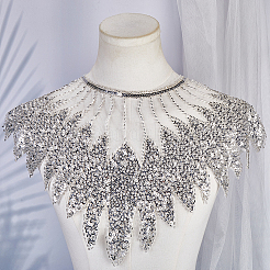 Polyester Glitter Computerized Embroidery Collar Trim&nbsp;DIY-WH20002-206C