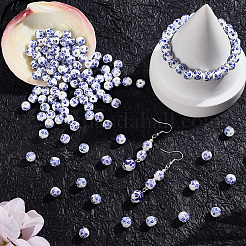 180Pcs Handmade Flower Printed Porcelain Ceramic Beads&nbsp;PORC-LT0001-08A