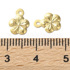 真鍮製チャーム  カドミウムフリー＆鉛フリー  花のチャーム  24KGP本金メッキ  9.5x7x0.8mm  穴：1mm&nbsp;KK-F880-07G