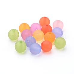 ラウンドクリアアクリルビーズ  艶消し  ミックスカラー  10mm  穴：2mm  約880個/500g&nbsp;PL705M