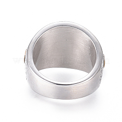 304ステンレススチールワイドバンドリング  五芒星形  アンティークシルバー＆アンティーク金色  サイズ7~12  17~22mm&nbsp;RJEW-D073-02-ASG