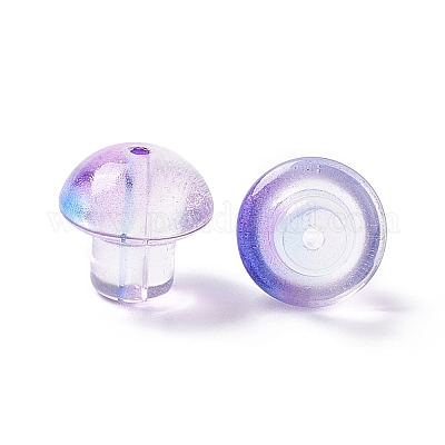 透明ガラスビーズ  キノコ  青紫色  13.5x13.5mm  穴：1.6mm&nbsp;GLAA-F117-08F-1