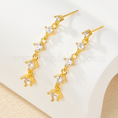 S925 Silver Stud Earrings with Zirconia and Tassel Design&nbsp;ML8666-4-1