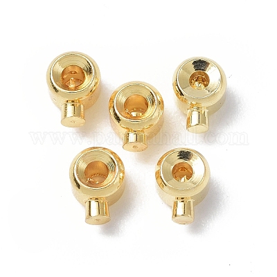 真鍮製つぶし玉カシメ玉  コラム  18KGP本金メッキ  4x3x2.5mm  穴：1mm&nbsp;KK-P223-35G-1