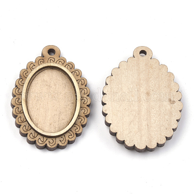 Wooden Pendant Cabochon Settings&nbsp;WOOD-S044-01A-1