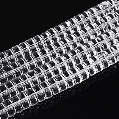 透明ガラスビーズ連売り  フラットラウンド  透明  8~8.5x4~4.5mm  穴：0.7~1mm  約95~100個/連  14.57~15.35''（37~39センチメートル）&nbsp;GLAA-N026-4x8mm-T06-1