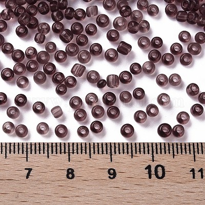ガラスシードビーズ  トランスペアレント  ラウンド  淡いバイオレットレッド  8/0  3mm  穴：1mm  約666粒/30g&nbsp;X2-SEED-A004-3mm-16-1