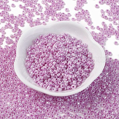 ガラスシードビーズ  セイロン  ラウンド  ミディアム蘭  8/0  3mm  穴：1mm  約10000個/ポンド&nbsp;SEED-A011-3mm-155-1