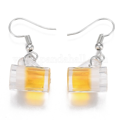 Resin Draft Beer Dangle Earring&nbsp;EJEW-N0030-01B-P-1